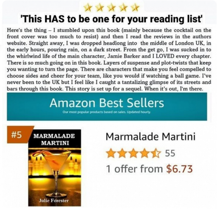 MARMALADE MARTINI  best seller Julie Forester